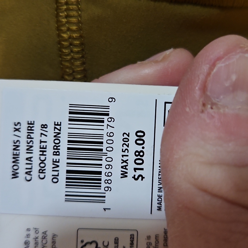 CALIA Women's Inspire Crochet 7/8 Leggings: OLIVE BRONZE: NEW WITH TAGS: SIZE XS - Picture 3 of 6